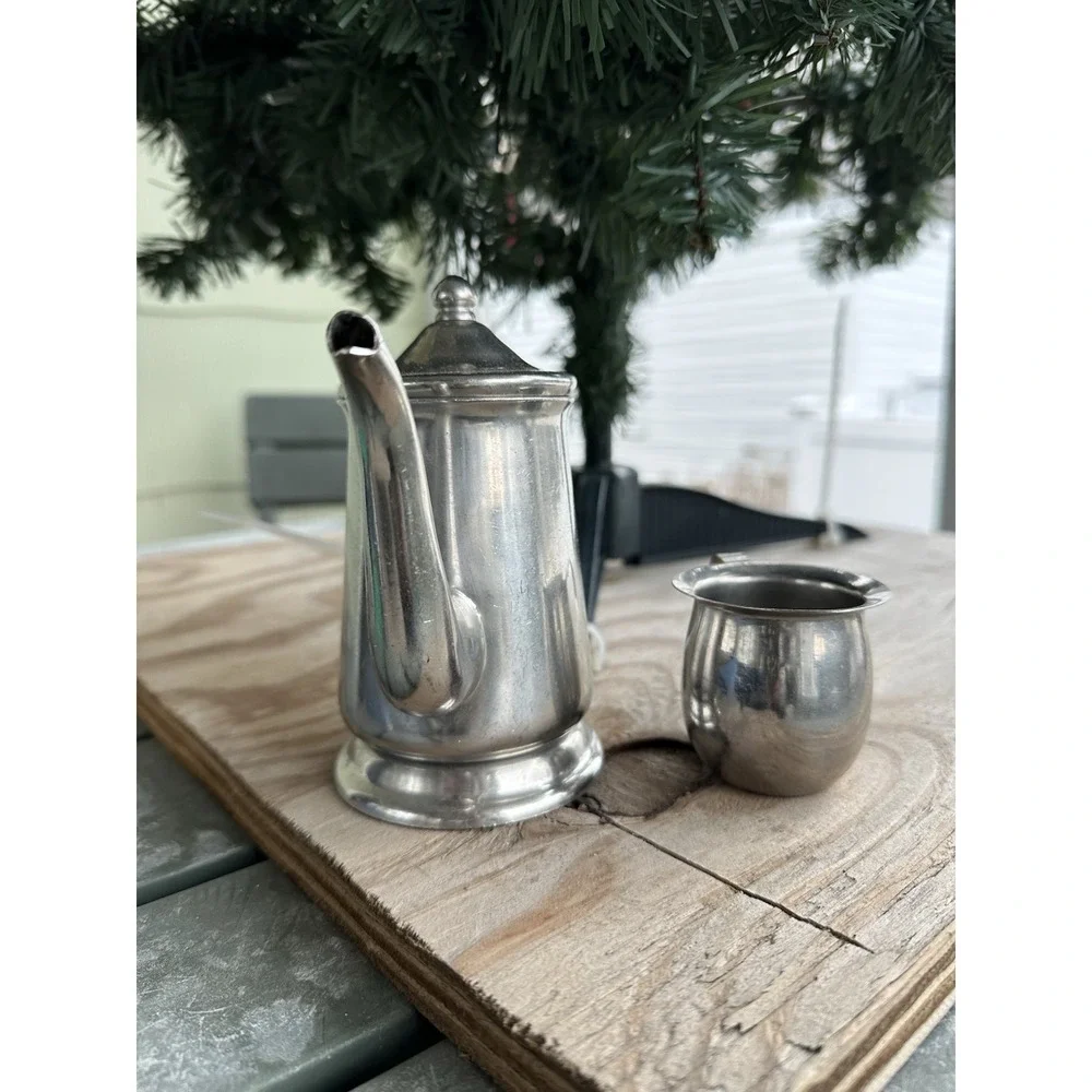 Vintage Vollrath‎ 46010 Yorkshire Stainless Steel Coffee Teapot And Creamer Set